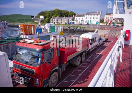 Vehicles aboard the ferry from Portaferry to Strangford in Northern Ireland Stock Photo