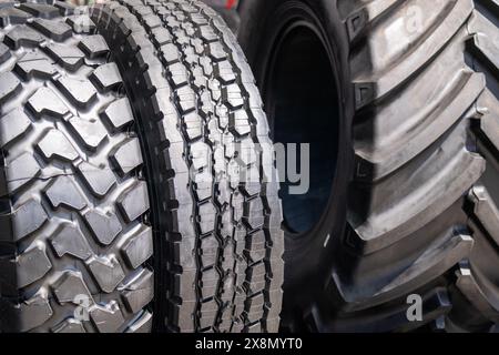 Close up of a tractor tire tread.. Stock Photo