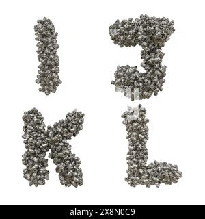 3d rendering of crushed aluminium can capital letter alphabet - letters I-L Stock Photo