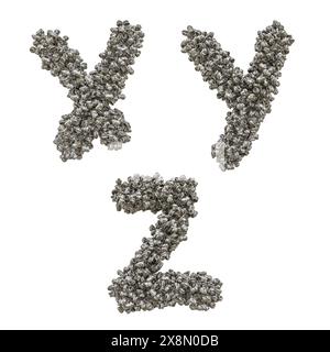 3d rendering of crushed aluminium can capital letter alphabet - letters X-Z Stock Photo