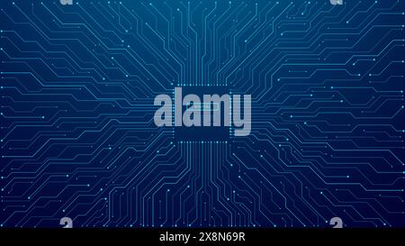 Chip and circuit board. Vector illustration with text space.  Stock Vector