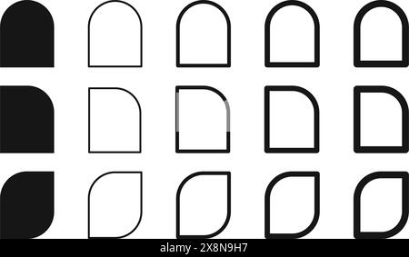 Set Of Half Arch Shapes And Frames. Templates For Wedding Invitation Or 