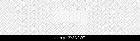 White horizontal herringbone tile background. Fishbone stone or ceramic wall background. Kitchen backsplash or bathroom floor texture. Classic pavement or parquet pattern. Vector flat illustration. Stock Vector