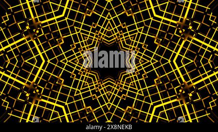 Abstract pulsating ornamental kaleidoscope. Design. Hypnotic effect of lines creating symmetrical pattern. Stock Photo