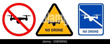 No drone zone restriction prohibit flying UAV unmanned aerial vehicle emblem sign sticker graphic Stock Vector