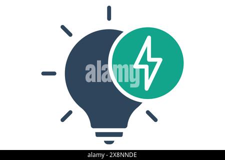 Electricity icon. light bulb with energy. icon related to utilities. solid icon style. utilities elements vector illustration Stock Vector
