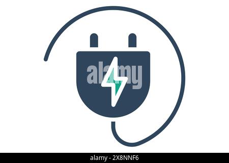 Plug icon. plug with energy. icon related to utilities. solid icon style. utilities elements vector illustration Stock Vector