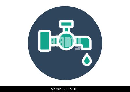 Water supply icon. water faucet. icon related to utilities. solid icon style. utilities elements vector illustration Stock Vector