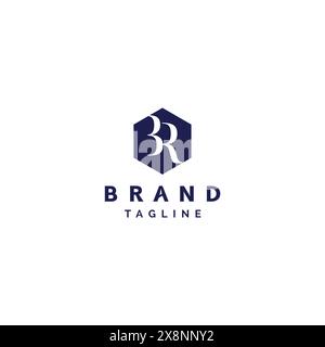 Initial Classic Letter BR Inside Hexagon Icon Logo Design. Minimalist Letter BR Logo Design. Stock Vector