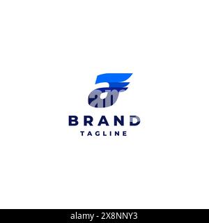Letter a With Wings On Blue Color Theme. Simple logo design initials letter a with blue wing stripes. Stock Vector