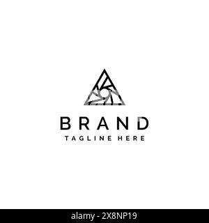 Triangle With Camera Shutter Motif. Camera Shutter Inside the Triangle Logo Design. Stock Vector