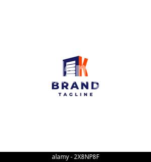 Storage Door and Letter K Logo Design. Storage Door Icon and Initial Letter K on the Side Logo Design. Stock Vector