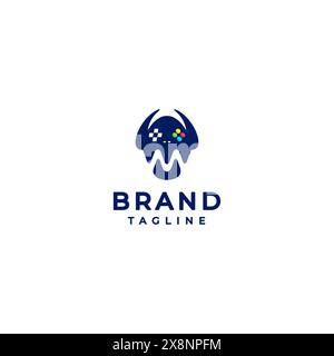 Monster Head With Two Horns And Eyes In The Shape Of Joystick Icons. Playful Monsters Game Logo Design. Stock Vector