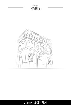 France cityscape line drawing vector. city scape sketch. sketch style landmark illustration. Stock Vector