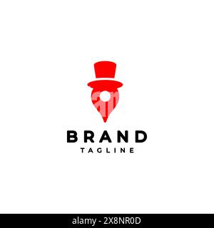 Hotspot Pin icon with High Hat accent. Hotspot icon with Hat accent Logo Design. Stock Vector