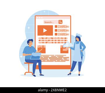 Stewardess online service or platform. Flight attendants help passenger. flat vector modern illustration Stock Vector