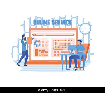 Business conveyor online service or platform. Business project streamlining. flat vector modern illustration Stock Vector