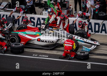 Speedway, In, USA. 26th May, 2024. TAKUMA SATO (75) of Tokyo, Japan comes down pit road for service during the 108th Running of the Indianapolis 500 at Indianapolis Motor Speedway in Speedway, IN. (Credit Image: © Walter G. Arce Sr./ASP via ZUMA Press Wire) EDITORIAL USAGE ONLY! Not for Commercial USAGE! Stock Photo