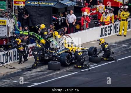 Speedway, In, USA. 26th May, 2024. COLTON HERTA (26) of Valencia, California comes down pit road for service during the 108th Running of the Indianapolis 500 at Indianapolis Motor Speedway in Speedway, IN. (Credit Image: © Walter G. Arce Sr./ASP via ZUMA Press Wire) EDITORIAL USAGE ONLY! Not for Commercial USAGE! Stock Photo