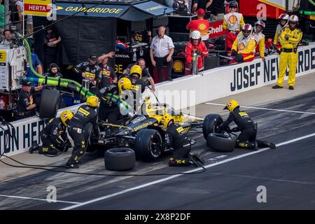 Speedway, In, USA. 26th May, 2024. COLTON HERTA (26) of Valencia, California comes down pit road for service during the 108th Running of the Indianapolis 500 at Indianapolis Motor Speedway in Speedway, IN. (Credit Image: © Walter G. Arce Sr./ASP via ZUMA Press Wire) EDITORIAL USAGE ONLY! Not for Commercial USAGE! Stock Photo