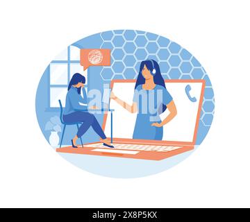 Psychological counseling concept. Online psychological assistance service. flat vector modern illustration Stock Vector