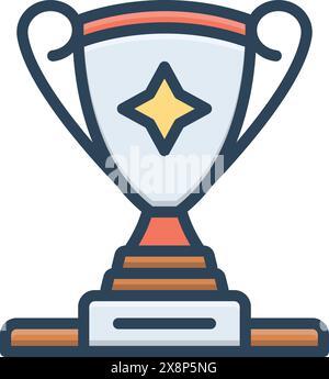 Icon for trophy cup on lectern of podium,champion Stock Vector