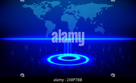Vector illustration Hi Technology style line digital glow abstract  background text digital technology vector illustration Stock Vector