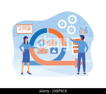Agile project management and Scrum task board. Agile software development and Kanban. Landing page concepts for website and mobile development. flat v Stock Vector