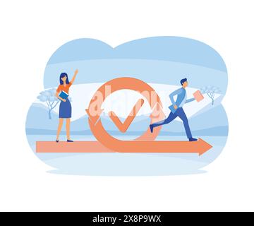 Agile development methodology business concept. Agile life cycle for software development diagram. Business people run into project. flat vector moder Stock Vector