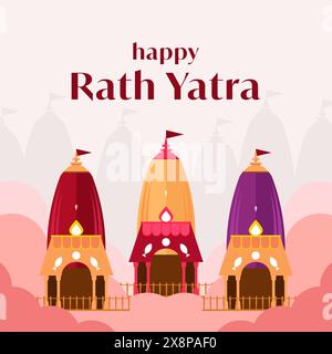 rath yatra festival illustration in flat style design Stock Vector