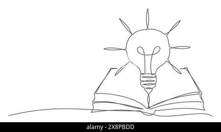 Knowledge One line drawing isolated on white background Stock Vector