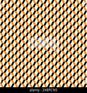 Geometric Seamless Pattern With Orange and Black Color Stock Vector