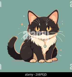 Cute cartoon cat design with a bow tie and curious look. Stock Vector