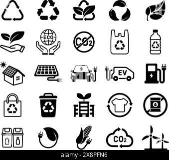 Ecology themed vector icon illustration set Stock Vector