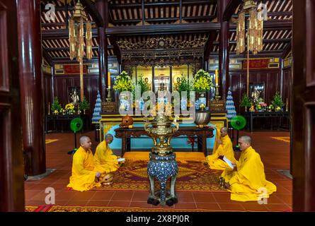 Hue, Vietnam - April 10th, 2024: Thien Mu Pagoda. This is the ancient temples from the 19th century to date and also the spiritual tourist attractions Stock Photo