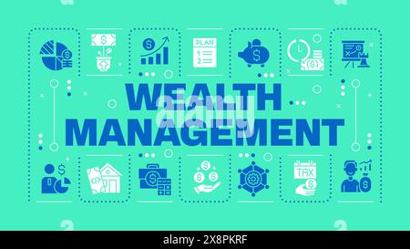 Wealth management teal word concept Stock Vector