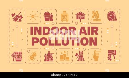 Indoor air pollution light yellow word concept Stock Vector