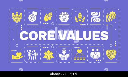 Core values purple word concept Stock Vector