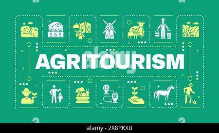Agritourism dark green word concept Stock Vector