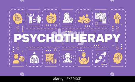 Psychotherapy purple word concept Stock Vector
