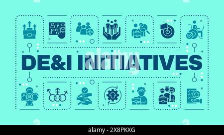 DEI initiatives turquoise word concept Stock Vector