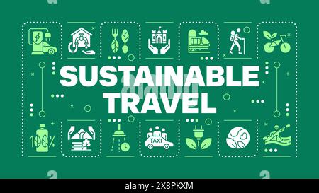 Sustainable travel dark green word concept Stock Vector
