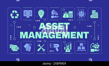 Asset management dark blue word concept Stock Vector