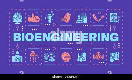 Bioengineering dark purple word concept Stock Vector
