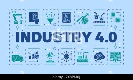 Industry four light blue word concept Stock Vector