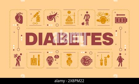 Diabetes peach word concept Stock Vector