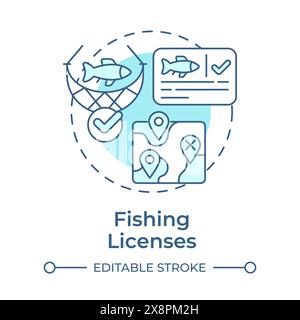 Fishing licenses soft blue concept icon Stock Vector