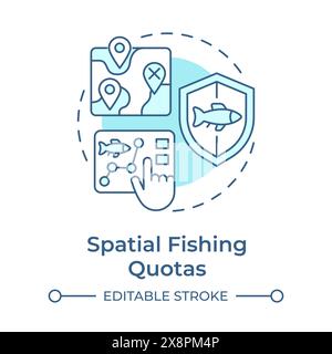 Spatial fishing quotas soft blue concept icon Stock Vector