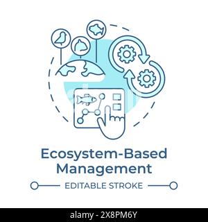 Ecosystem-based management soft blue concept icon Stock Vector