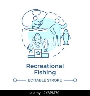 Recreational fishing soft blue concept icon Stock Vector
